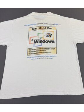 Rare Vintage Y2K Microsoft Windows Certified Computer Software Logo Promo Tech T